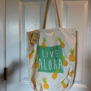 Cotton Tote Bag with Pineapple Print